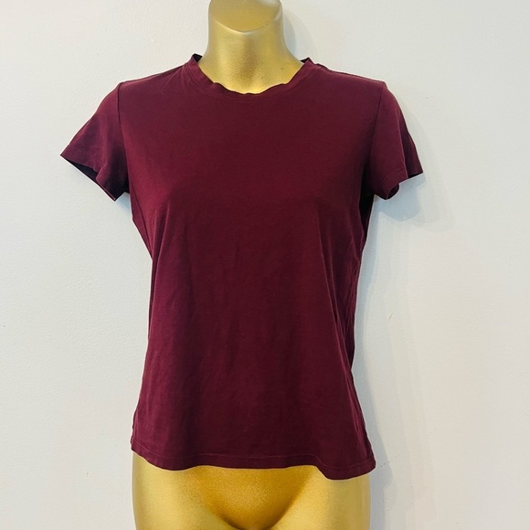 Vince Women's essential pima crewneck t shirt summer 2025 burgandy - Picture 2 of 4